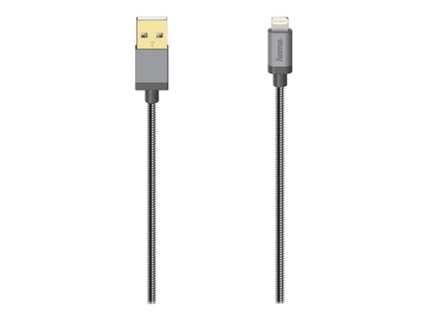 Hama Prime Line - Lightning-kabel - USB hann til Lightning hann - 75 cm - dobbeltisolert - antrasitt, svart/sølv