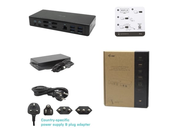i-Tec USB-C Quattro Display Docking Station with Power Delivery - Dokkingstasjon - USB-C / Thunderbolt 3 - 2 x HDMI, 2 x DP - 1GbE - med i-Tec Univ...