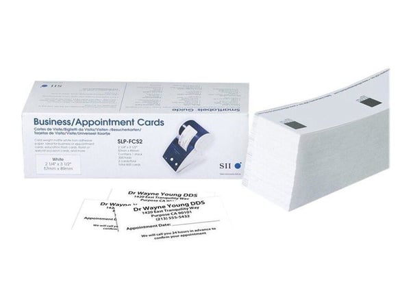Seiko Instruments SLP-FCS2 - Matt - ikke-adhesiv - hvit - 57 x 89 mm 600 kort (300 ark x 2) visittkort - for Smart Label Printer 440, 440 Office Ad...