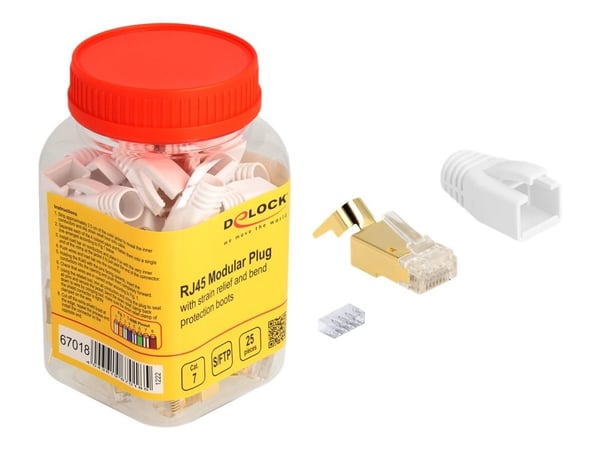 DeLOCK 67018, RJ45, Kulta, Valkoinen, Uros, Polykarbonaatti (PC), Cat7, S/FTP (S-STP)