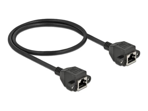 Delock - Nettverkskabel - RJ-45 (hunn) skrubar til RJ-45 (hunn) skrubar - 50 cm - S/FTP - CAT 6a - halogenfri - svart