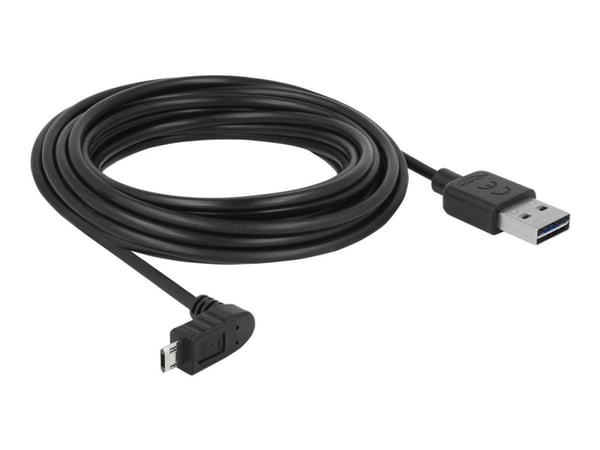 Delock Easy - USB-kabel - USB (hann) reversibel til Micro-USB type B (hann) opp/ned-vinklet, vendbar - USB 2.0 - 5 m - svart