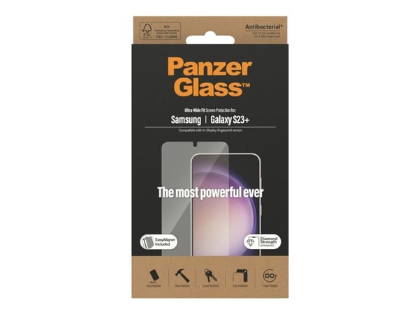 PanzerGlass - Skjermbeskyttelse for mobiltelefon - ultrabred passform - glass - for Samsung Galaxy S23+