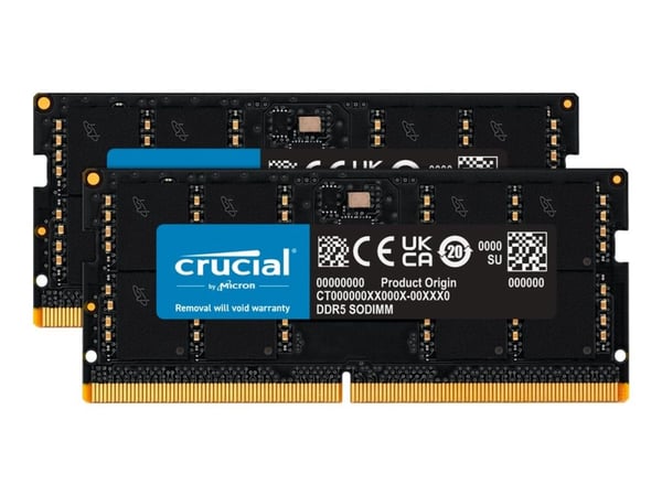 Crucial - DDR5 - sort - 96 GB: 2 x 48 GB - SO DIMM 262-PIN - 5600 MHz / PC5-44800 - CL46 - 1,1 V - on-die ECC - sort