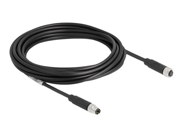 Delock - Patchkabel - 3 pin M8 (han) til 3 pin M8 (hun) - 5 m - 4.6 mm - STP - IP67 - lajittelu - lajiteltu
