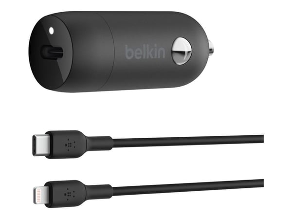 Belkin BoostCharge - Bilstrømadapter - 30 watt - 3 A - Fast Charge, Power Delivery 3.1 (USB-C) - svart