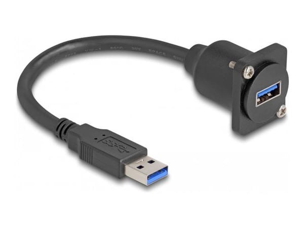 Delock D-tyypin USB 5 Gbps -kaapeli tyyppi-A uros tyyppi-A naaras musta 20 cm