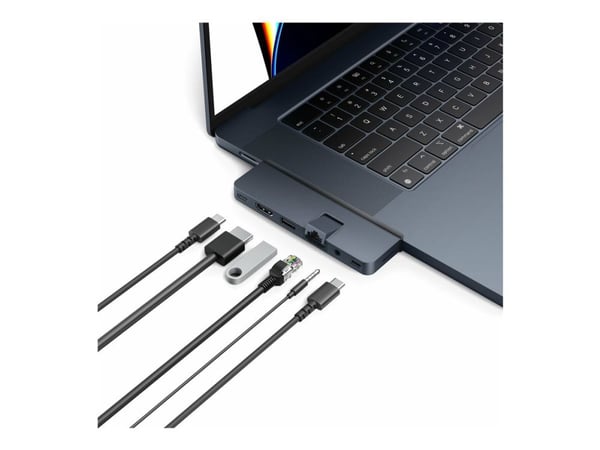 HyperDrive DUO PRO 7-in-2 - Dockningsstation - för laptop, bärbar dator, surfplatta - USB-C x 2 - HDMI - 1GbE