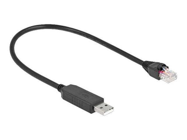 Delock - Seriell adapter - USB (hann) til RJ-45 (hann) - 25 cm - USB / USB 2.0 / EIA-232 - svart
