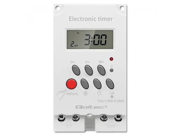 Qoltec PC0629 - Automatisk strømsvitsj (DIN-skinnemonterbar) - LCD - hvit