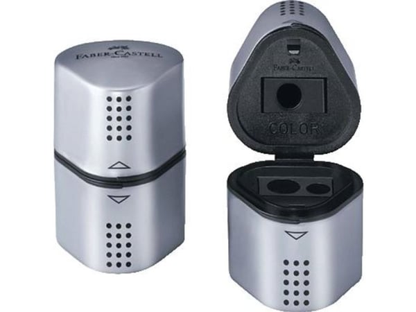 Faber-Castell 48253, Käsikäyttöinen kynäteroitin, Musta, Hopea, Terästä, Kupla, 1 kpl