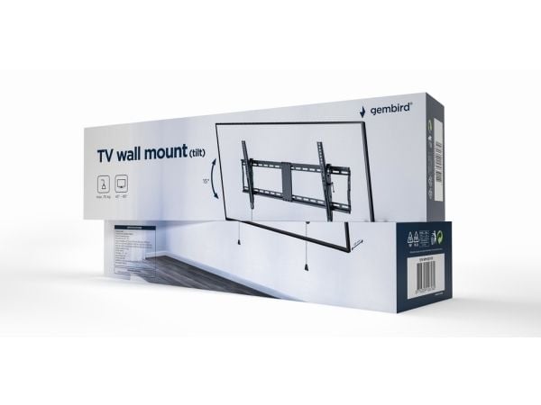 Gembird WM-90T-01 - Monteringssett (veggmontering) - for LCD-skjerm - stål - finteksturert svart - skjermstørrelse: 43"-90"