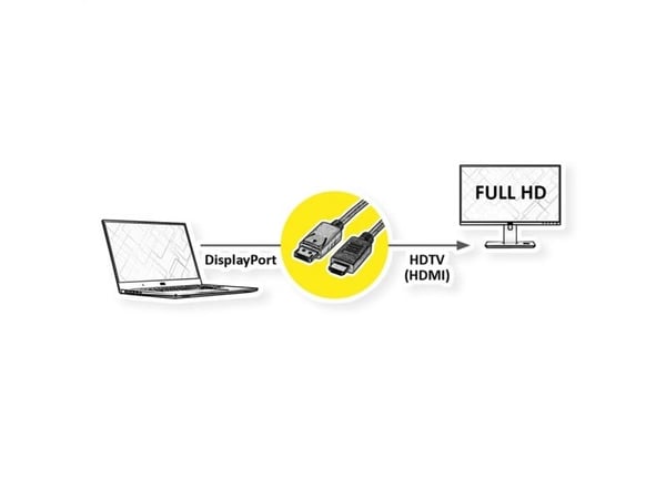 ROLINE 11445780, 1 m, DisplayPort, HDMI, Hankjønn, Hankjønn, Rett