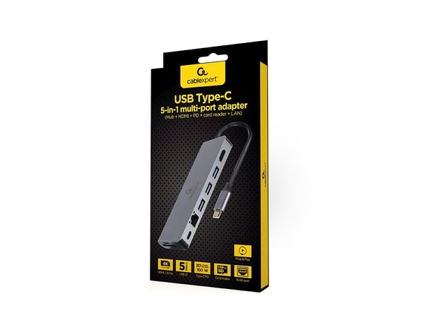 Cablexpert A-CM-COMBO5-05 - Dockningsstation - USB-C 3.1 - HDMI - 1GbE