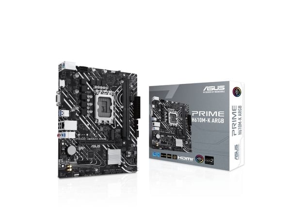 ASUS PRIME H610M-K ARGB - Hovedkort - micro ATX - LGA1700-sokkel - H610 Chipset - USB 3.2 Gen 1 - Gigabit LAN - innbygd grafikk (CPU kreves) - HD-l...