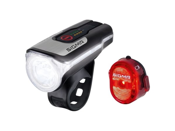 Sigma Sport Aura 80 + Nugget II Sett, Baklys + frontlys (sett), Sort, Aluminium, Plast, IPX4, LED, Rød/hvit