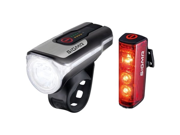 Sigma Sport Aura 80 + Blaze Set, Frontlys + baklys (sett), Sort, IPX4, LED, Rød/hvit, 80 lm