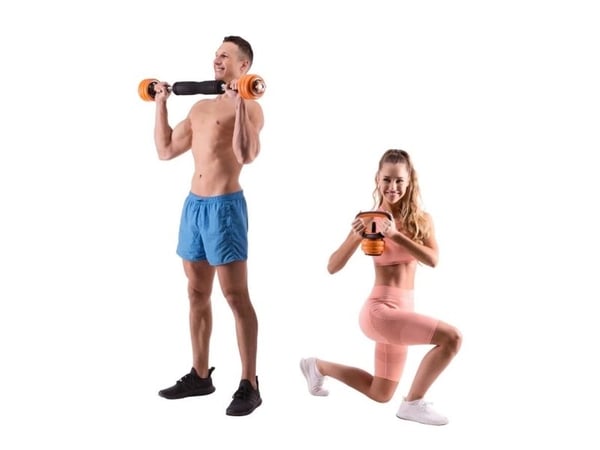 HMS SGZ215 6-i-1 vægtsæt i kuffert (vægtstang, håndvægte, kettlebell) 15 kg