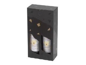 Vinkarton L16.4xB8.5xH36cm Pap med vindue sort til 2 flasker,25 stk/bnt - (25 stk.)