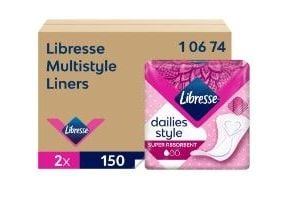 Truseinnlegg Libresse Multistyle - dispenser refill - uparfymert hvit - 2x150 stk./kartong
