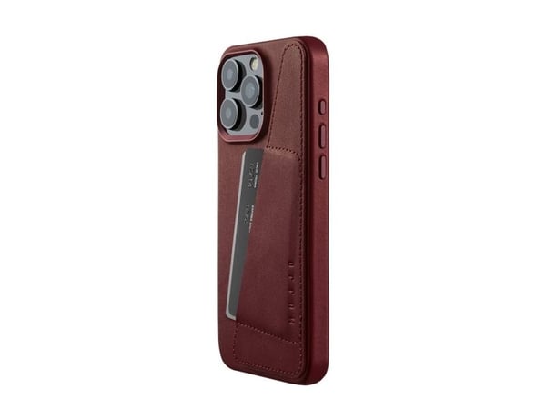 Mujjo iPhone 15 Pro Max Wallet Leather Case - Burgundy