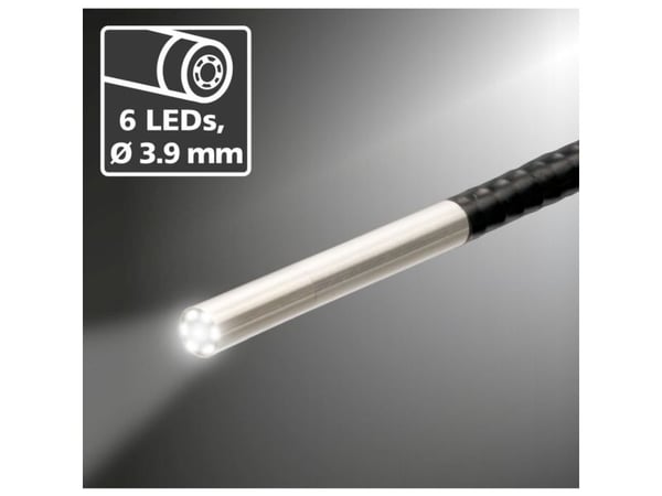 Laserliner VideoFlex HD Micro, 1280 x 720 piksler, 12,7 cm (5"), 3,9 mm, Flexible-Obedient-sonde, Sort, 2 mm