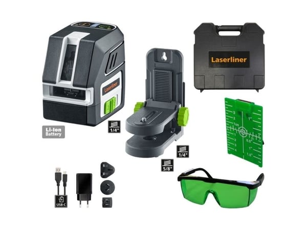 Laserliner PocketCross-Laser 2G, Horisontal/vertikal, Linjevater, Sort, Grønn, 1/4,5/8", Batteri, Lithium-Ion (Li-Ion)