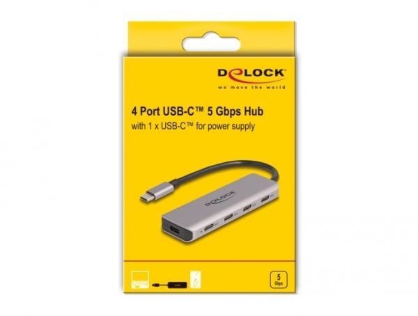 Delock - Hub - 5 Gbps, with USB-C connector - 4 x USB-C 3.2 Gen 1 - stasjonær