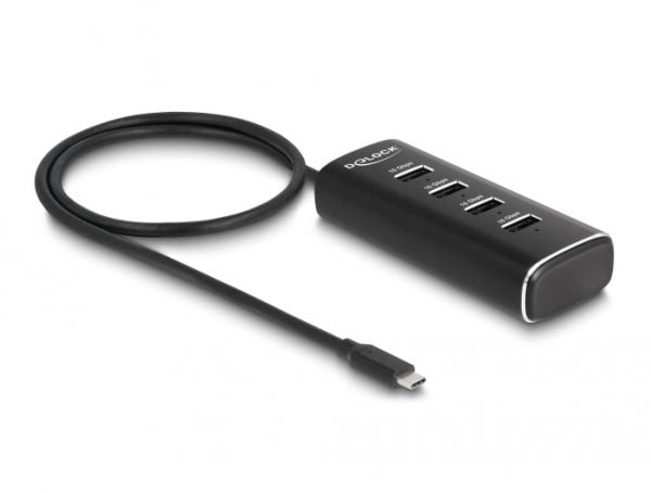 DeLOCK 64233, USB 3.2 Gen 1 (3.1 Gen 1) Type-C, USB 3.2 Gen 1 (3.1 Gen 1) Type-A, 10000 Mbit/s, Musta, Metalli, Pyöreä kaapeli