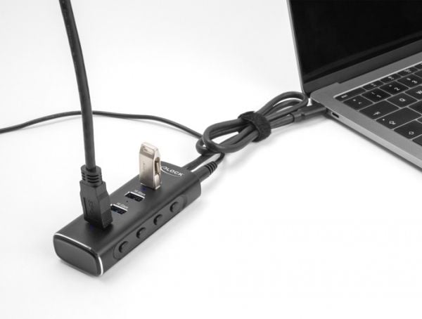 DeLOCK 64233, USB 3.2 Gen 1 (3.1 Gen 1) Type-C, USB 3.2 Gen 1 (3.1 Gen 1) Type-A, 10000 Mbit/s, Musta, Metalli, Pyöreä kaapeli