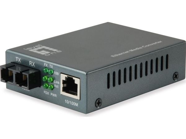 LevelOne FVT-1105 - Fibermedieomformer - 100Mb LAN - 10Base-T, 100Base-FX, 100Base-TX - RJ-45 / SC-enkeltmodus - opp til 80 km - 1310 nm