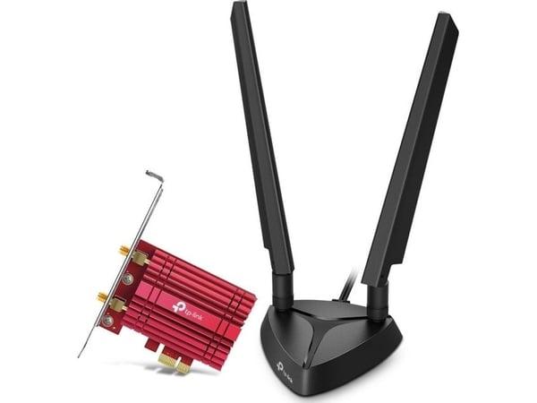 TP-Link Archer TXE75E, Intern, Trådløs, PCI Express, WLAN / Bluetooth, 5400 Mbit/s, Svart, Rød
