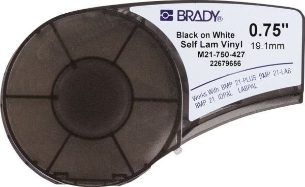 Brady B-427 - Akrylvinyl - matt - gjennomskinnelig, svart på hvitt - (1 rull(er) merkelapper - for Brady BMP21, BMP21-LAB, BMP21-PLUS; ID PAL; LABPAL