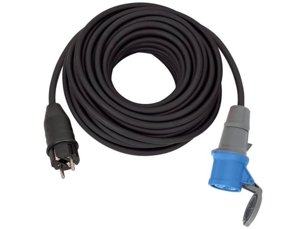 Brennenstuhl 1132910100, 25 m, Ulkona, IP44, Öljynkestävä, musta, Sininen, 280 mm