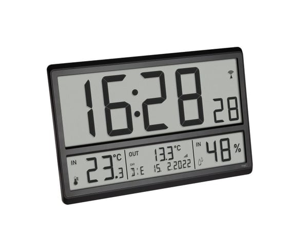 TFA-Dostmann 60.4523.01, Digital vekkerklokke, Rektangel, Sort, 12/24h, -50 - 70 °C, °C