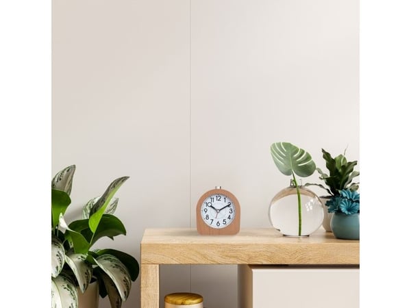 TFA-Dostmann 60.1038.05, Quartz vekkerklokke, Rund, Bøk, Bøketre, Plast, 12 timers, Analog
