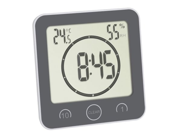 TFA Dostmann Bad- /Küchenuhr mit Timer Timer Grå digital TFA Dostmann Bad- /Küchenuhr mit Timer Timer Grå digital