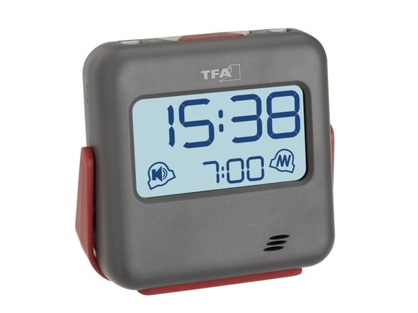 TFA-Dostmann 60.2031.10, Digital vekkerklokke, firkant, Grå, Rød, 12/24h, Alle kjønn, Alarm