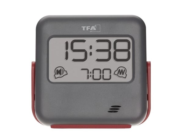 TFA-Dostmann 60.2031.10, Digital vekkerklokke, firkant, Grå, Rød, 12/24h, Alle kjønn, Alarm