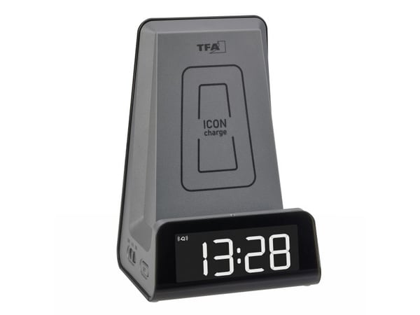 TFA-Dostmann 60.2033.10, Digital vekkerklokke, Antrasitt, 12/24h, 10 W, Alle kjønn, LED