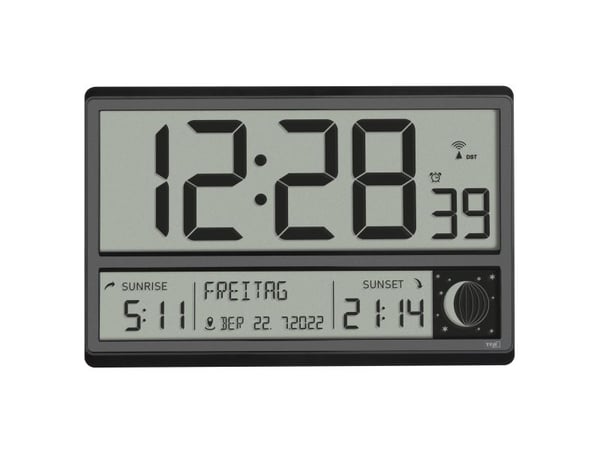 TFA-Dostmann 60.4524.01, Digital väckarklocka, Rektangel, Svart, 12/24h, Alla, LCD