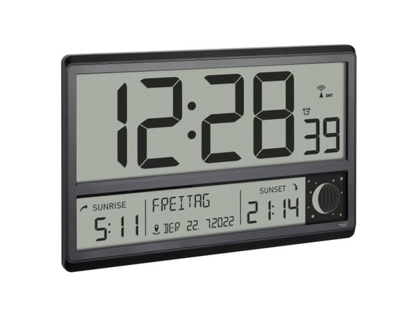TFA-Dostmann 60.4524.01, Digital vekkerklokke, Rektangel, Sort, 12/24h, Alle kjønn, LCD