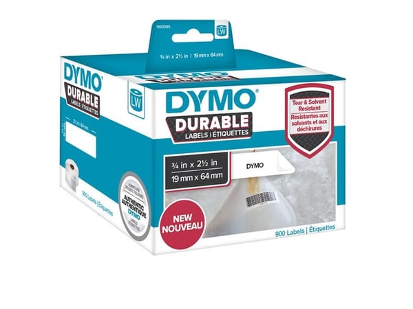 DYMO LabelWriter DURABLE - Hvit - 64 x 19 mm 900 etikett(er) (1 rull(er) x 900) strekkodeetiketter - for DYMO LabelWriter 310, 315, 320, 330, 400, ...