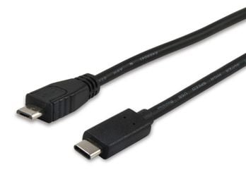 Equip 12888407, 1 m, Micro-USB B, USB C, USB 2.0, Hankjønn/hankjønn, Sort