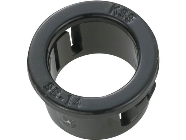 TRU COMPONENTS TC-SBR14203 Kaapelin läpivienti Asennusreikä: 14 mm Kiinnikkeen halkaisija (max.): 11,4 mm Levyn paksuus (max.): 3,2 mm Polyamidi Mu...