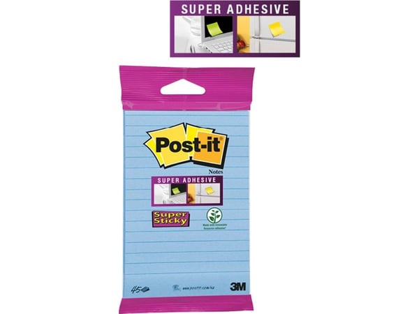 POST-IT Super Sticky muistilaput, (6844-L-NB), 152x102mm, 45 korttia, tahmea, sininen