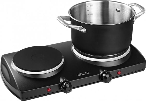 ECG EV 2512 Black, Sort, Benkeplate, 2 zone(s), 2 zone(s), Stor, Rund