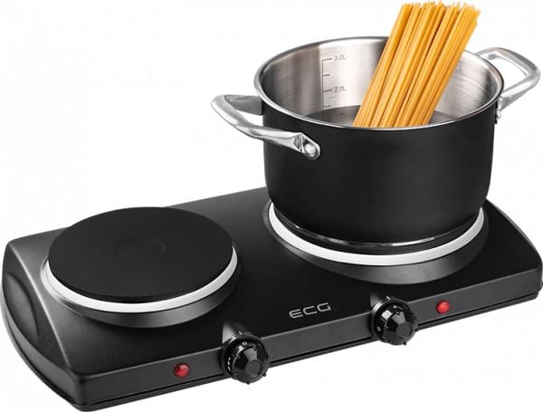 ECG EV 2512 Black, Sort, Benkeplate, 2 zone(s), 2 zone(s), Stor, Rund