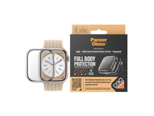 PanzerGlass™ | Full Body - Skjermbeskytter for smartklokke - Gjennomsiktig | Apple Watch 9 (45 mm)