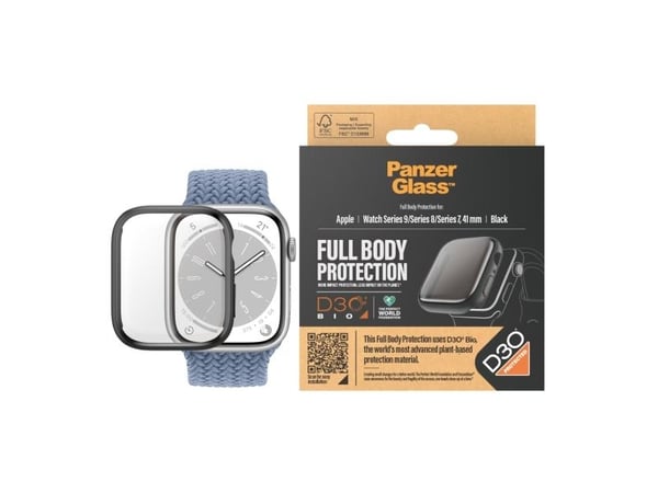 PanzerGlass™ | Full Body - Skjermbeskytter for smartklokke - Svart-utgave | Apple Watch 9 (41 mm)